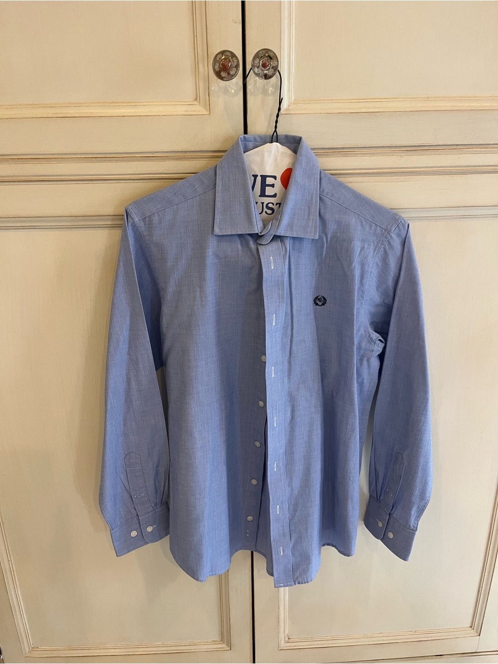 Ralph Lauren Boys' Blue Button-Down Dress Shirt with Embroidered Logo